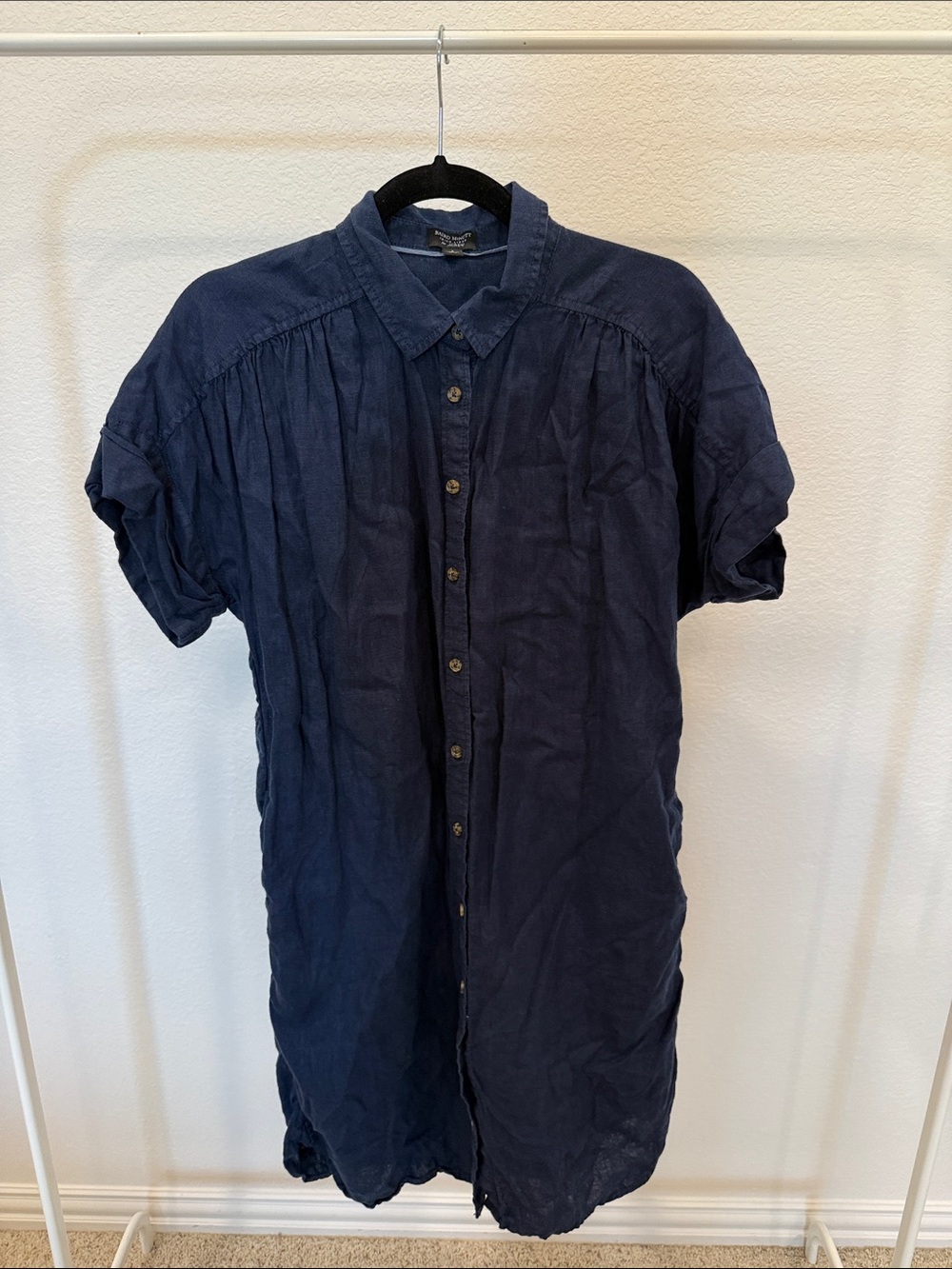 J. Crew Navy Short-Sleeve Mini Shirt Dress